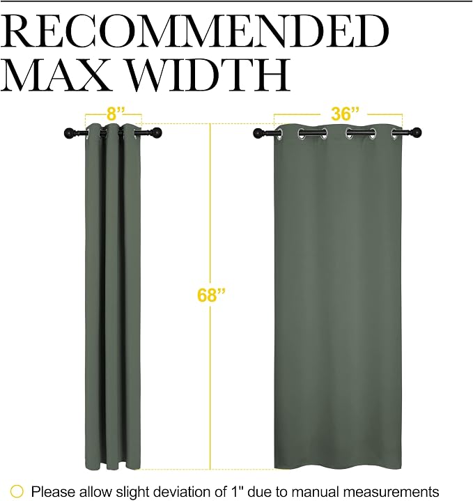 NICETOWN Dark Mallard Blackout Curtains for Dining Room 42" x 68" 2 Panels | Home Decoration Thermal Insulated Solid Grommet Drape, Light Blocking Room Darkening Noise Reducing for Bedroom Kitchen Decor