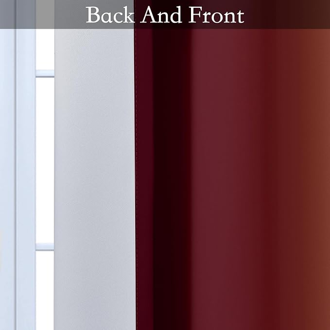 SimpleHome Ombre Curtains Red to Grey White for Living Room 52Wx36L | Room Darkening Curtains for Bedroom,Gradient Light Blocking Curtain,Thermal Insulated Grommet Window Drapes,2 Panels,36 Inch