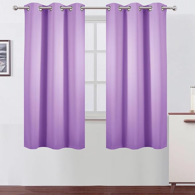 Lavender Blackout Curtains 34 x 63 Inch Length/Set of 2 Curtain Panels/Thermal Insulated Room Darkening Blackout Curtains for Bedroom