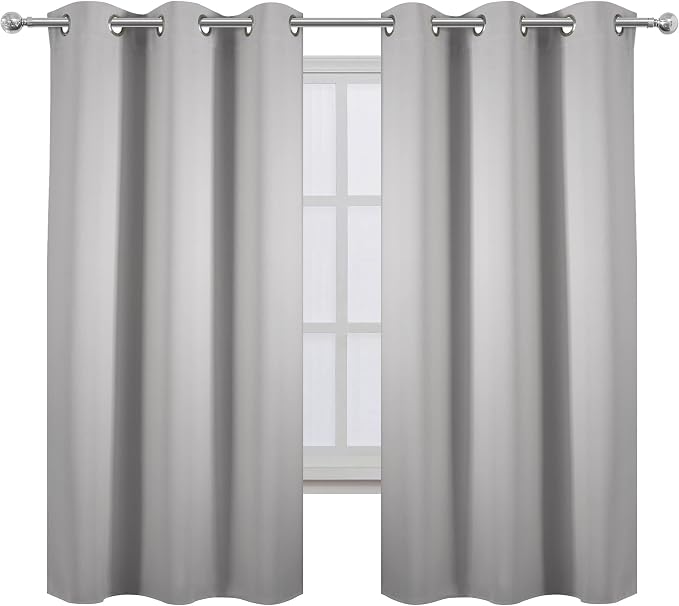 Light Grey Blackout Curtains 42 x 63 Inch Length/Set of 2 Curtain Panels/Thermal Insulated Room Darkening Blackout Curtains for Bedroom