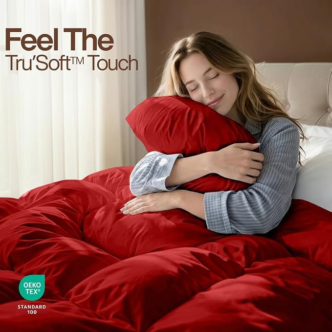 Utopia Bedding Comforter King Size, Duvet Insert, Red, 90 x 102 Inches | Soft and Fluffy Down Alternative Bed Comforter, All Season, Breathable, Corner Tabs, Box Stitched, Durable, Machine Washable