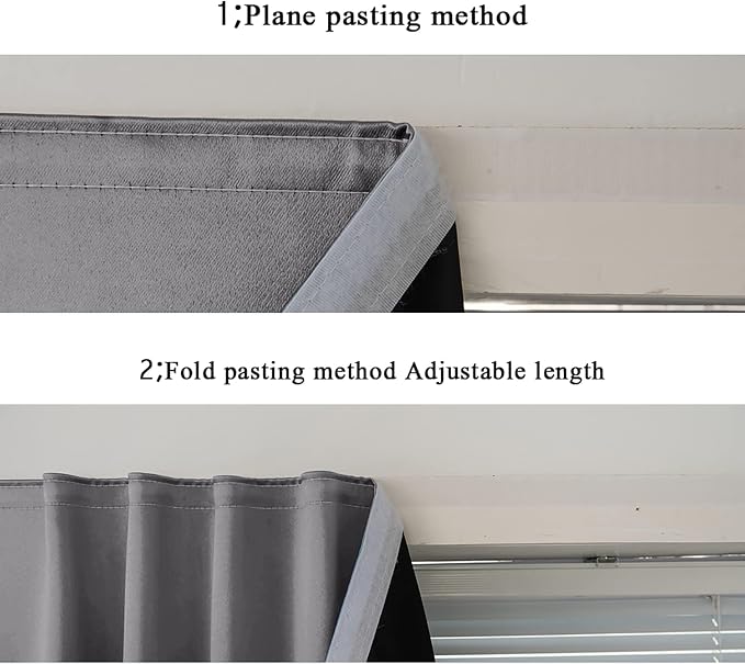 AJAZZ Self Adhesive Curtains 100% Blackout Shades Window Cover Sticky Curtain Portable Easy Open Black Out Curtains for Bedroom Living Room No Drilling (Dark Grey, 59" W x 63" L 1 Panel)