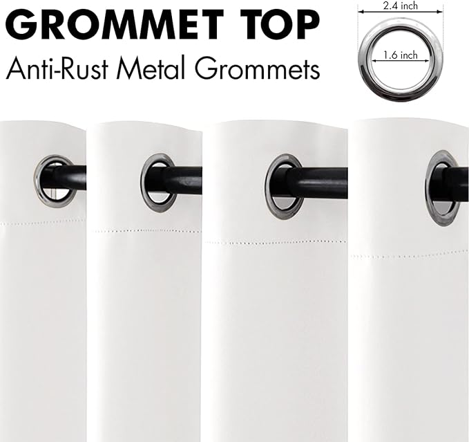 MIULEE Pure White Blackout Bedroom Curtains 84 Inch Long Light Blocking | Grommet Top, Room Darkening Window Drapes, Privacy Protection, Thermal Insulated, Heat Blocking