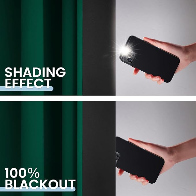 SimpleHome Dark Green 100% Blackout Curtains Room Darkening Living Room 36 | Curtains for Bedroom,Thermal Insulated Grommet Window Drapes,Curtains for Living Room with Black Back,52 x 36 Inch,2 Panels