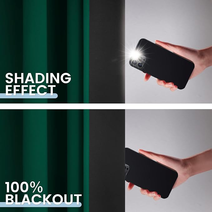 SimpleHome Dark Green 100% Blackout Curtains Room Darkening Living Room 45 | Curtains for Bedroom,Thermal Insulated Grommet Window Drapes,Curtains for Living Room with Black Back,52 x 45 Inch,2 Panels