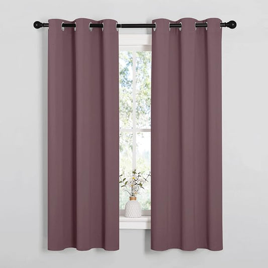 NICETOWN Bedroom Curtain Panels, 1 Pair, 34 by 63-inch, Dry Rose | Blackout Draperies, Thermal Insulated Solid Grommet Blackout Curtains/Drapes