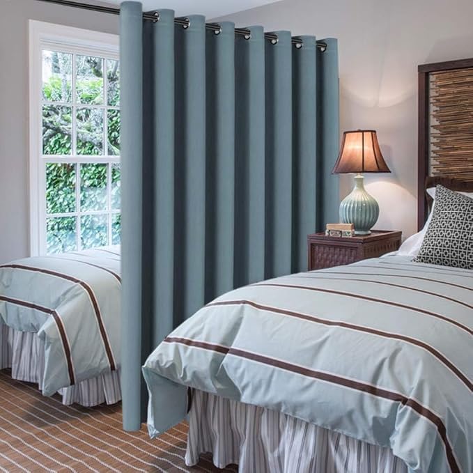 H.VERSAILTEX Blackout Patio Curtains 100 x 102 Inches for Sliding Door Extral Wide Blackout Curtain Panels Thermal Insulated Room Divider - Grommet Top, 8.5' Tall by 8.3' Wide - Stone Blue