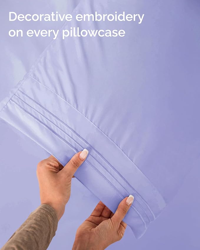 Twin Size 3 Piece Sheet Set - Comfy Breathable & Cooling Sheets - Lavender | Hotel Luxury Bed Sheets for Women & Men, Deep Pockets, Easy-Fit, Extra Soft and Wrinkle Free Sheets, Oeko-Tex Bed Sheet Set