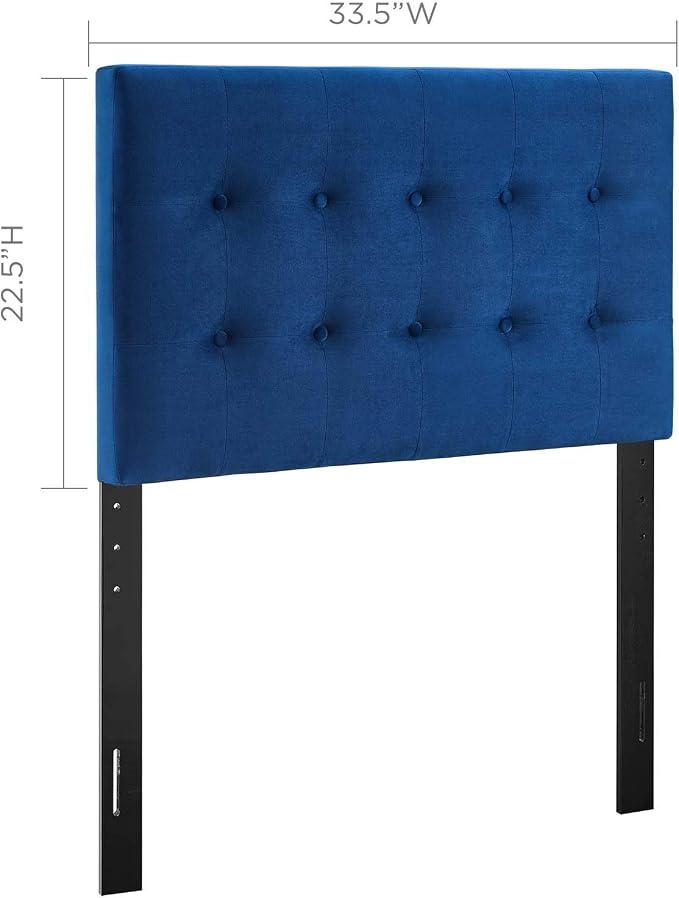Modway Emily Twin Biscuit Tufted Performance Velvet Headboard, Navy