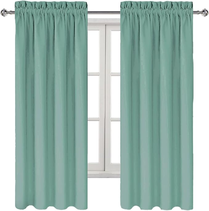 DWCN Blackout Curtains for Bedroom 38 x 63 Inch Long Sage Green 2 Panels | Room Darkening, Thermal Insulated, Light Blocking, Rod Pocket Drapes, Noise Reducing Window Treatments