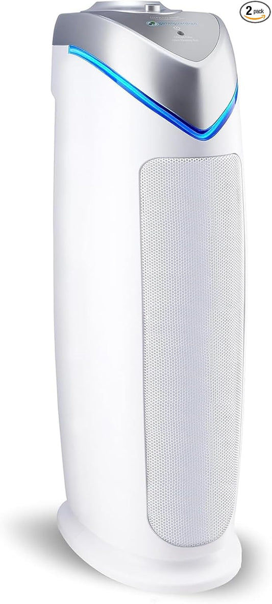 GermGuardian HEPA Air Purifier - Large Room Air Purifier for Bedroom, Office, Dorm, and Home - Filters Pet Dander, Dust, Pollen, Smoke, Scents - AC4825W2PK - 22" Tower - White - 2-Pack