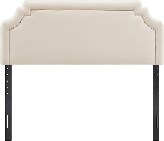 Modway Magnolia King Size Stain-Resistant Performance Velvet Headboard in Alabaster Pink - Padded Cushioned Headboard with Adjustable Mounting Positions