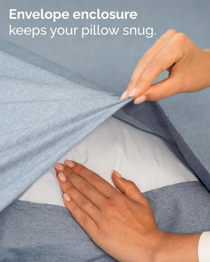Twin XL 4 Piece Sheet Set - College Dorm Room Essentials - Heathered Blue | Ultra Soft Dorm Bedding Set, 8" to 16" Inch Deep Pockets, 1 Flat & 1 Fitted Sheet & 2 Pillowcases, Wrinkle & Fade Free