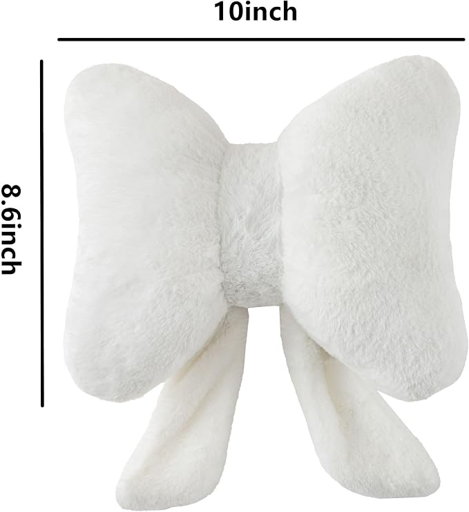 Bow Pillow Throw Pillows Butterfly Shaped Decorative Cute Pillows for Bed Sofa Cute Home Decor,White 10 * 8inch