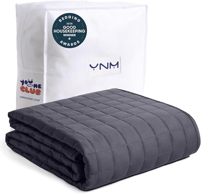 YnM King Size Weighted Blanket for Adults (88x104 Inches, 50 Pounds, Dark Grey), Exclusive Smallest Compartments with Glass Beads, Extra Heavy Bed Blanket for Two Persons on Queen or King Bed