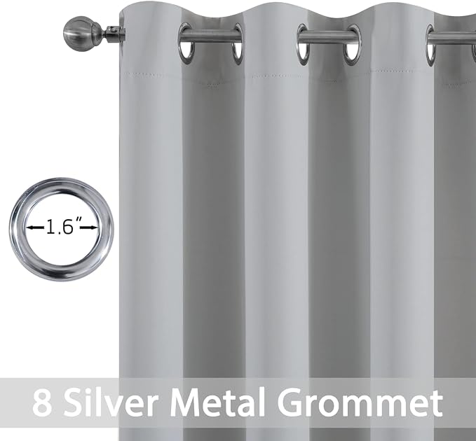 Yakamok Light Grey Room Darkening Window Curtains 52x36 Inch for Kitchen | Grommet,Thermal Insulated ,Blackout Curtains Drapes,Blocks some light adds privacy,Living room Bathroom,2 Panel Valance