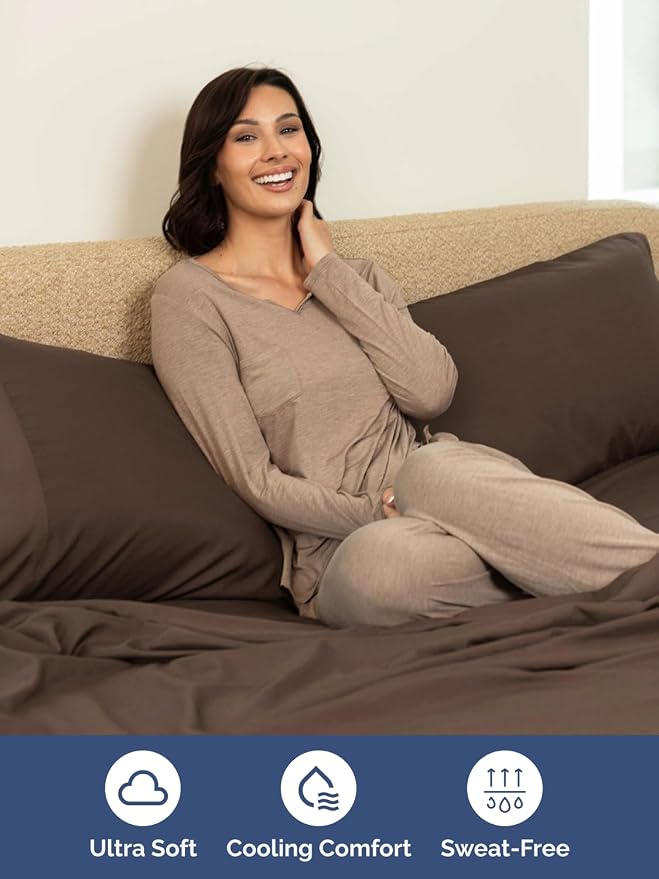 Extra Deep Twin Sheet Set - 4 Piece Breathable and Cooling Sheets - Brown | Hotel Luxury Bed Sheets Set, Easy & Secure Fit, Ultra-Soft, Wrinkle & Fade Free, Comfy Sheets Set with Extra Deep Pockets