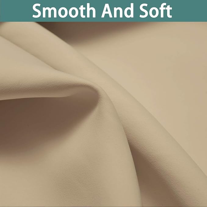 Yakamok Beige 100% Blackout Curtains 84 Inches Long for Bedroom 62" Wide | Blackout Curtain Panels for Bedroom, 2 Thick Layers Grommet Top Thermal Insulated Drapes with Black Liner for Living Room