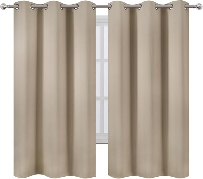 Blackout Curtains 42 x 63 inch/Khaki Curtains Set of 2 Panels/Thermal Insulated Room Darkening Bedroom Curtains