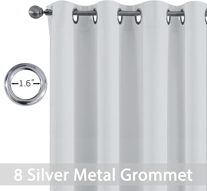 Yakamok Room Darkening Curtains 52x90 inch Greyish White-Living Room | 2 panels,grommet blackout window treatment,thermal insulated,light blocking drapes,privacy protection,bedroom dining room