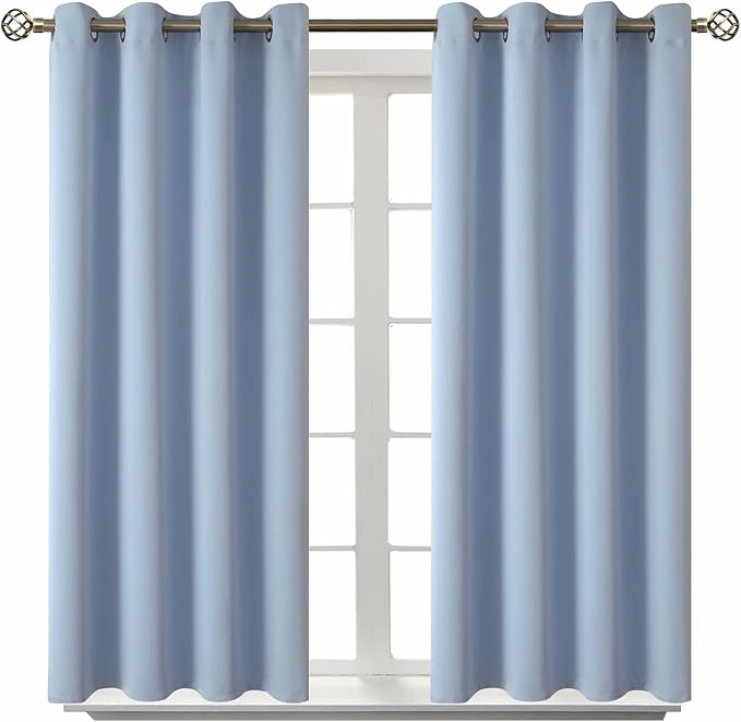BGment Blackout Curtains for Living Room - Grommet Thermal Insulated Room Darkening Curtains for Bedroom, 2 Panels of 52 x 45 Inch, Spa Blue | Grommet Top, Light-Blocking, Sunblock, Thermal Insulated, Window Drapes for Kids Boys Room, 52x45 Inch