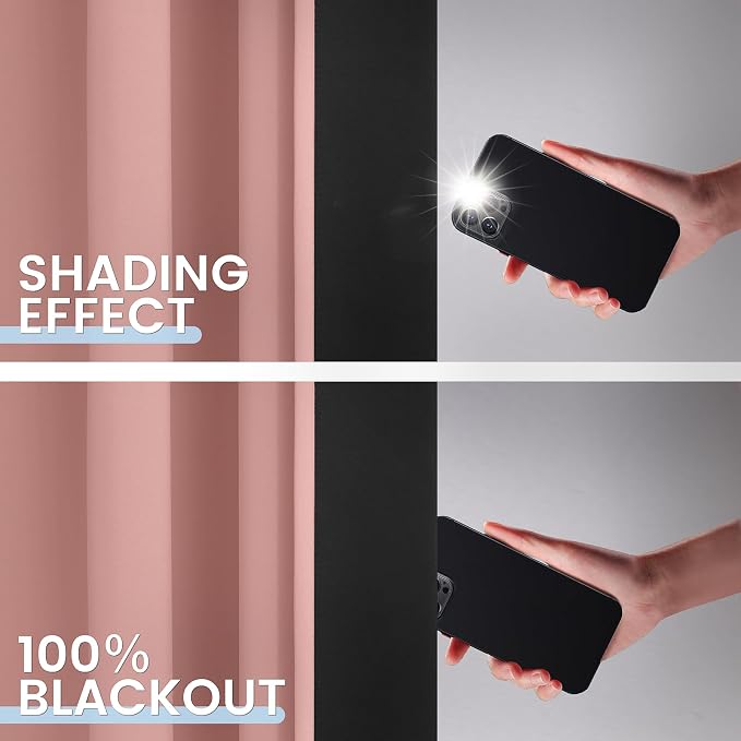 SimpleHome Peach Pink 100% Blackout Curtains Room Darkening Living Room 63 | Curtains for Bedroom,Thermal Insulated Grommet Window Drapes,Curtains for Living Room with Black Back,38 x 63 Inch,2 Panels