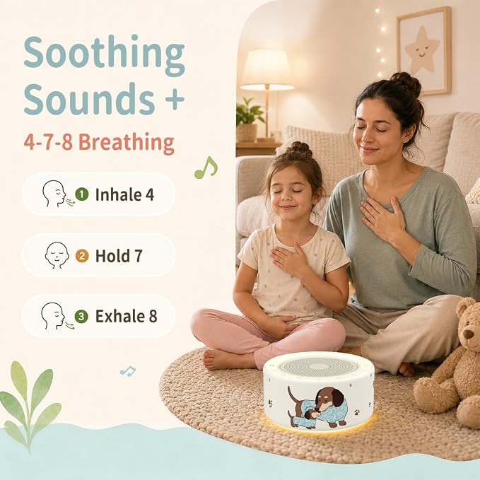 Kipcush White Noise Machine for Baby & Adults, Sleep Sound Machine with 30 Soothing Sounds, 8-Color Night Light, Memory Function, White Noise for Sleeping, Nursery, Office, Travel, Relaxation