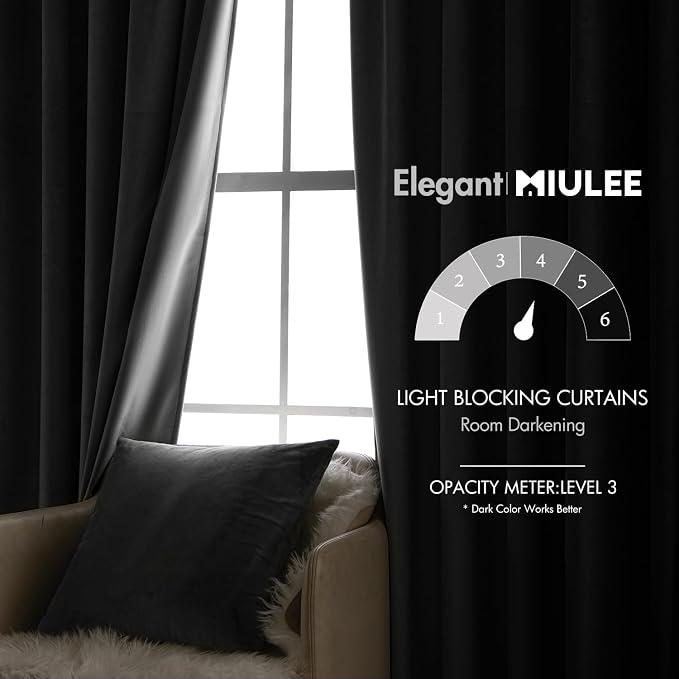 MIULEE Grey Velvet Curtains 52x84 inches 2 Panels Luxury Blackout Curtains | Thermal Insulated, Super Soft Window Drapes for Bedroom Living Room, Rod Pocket & Back Tab