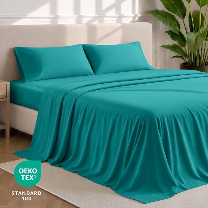 Bare Home Full Sheet Set - 1800 Ultra-Soft (Full, Emerald) | Deep Pockets 6 to 15 Inches, Breathable, Hypoallergenic, Hotel Luxury, Easy Fit, Soft, All-Season