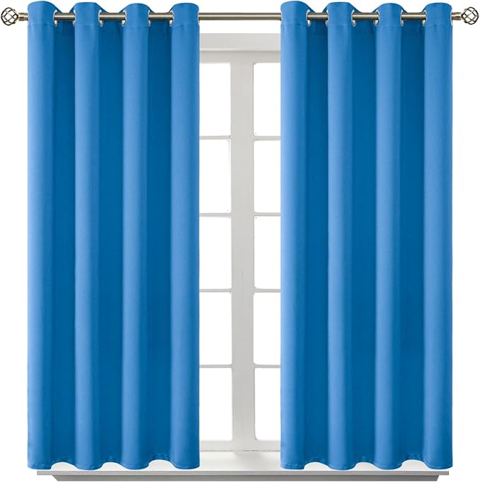 BGment Classic Blue Blackout Curtains for Bedroom 54 Inch Long - 2 Panels | Grommet Top, Black Out, Room Darkening, Sunblock, Thermal Insulated, Window Drapes for Kids Boys Room, 52x54 Inch