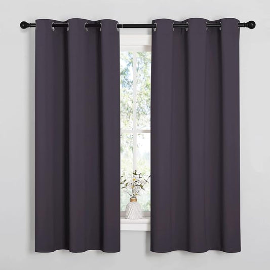 NICETOWN Greyish Purple Blackout Curtains, 2 Panels, 42" x 48" | Thermal Insulated Decoration Drapes for Laundry Room Short Window