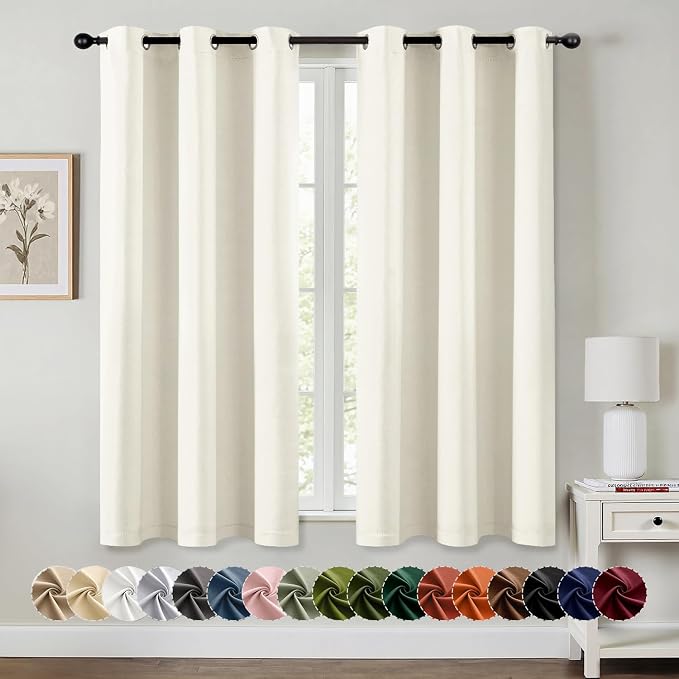 MIULEE Blackout Curtains for Bedroom 2 Panels 40 x 54 Inch Long Cream | Thermal Insulated, Living Room Darkening Grommet Drapes, Noise Reducing, Light Blocking Window Treatments