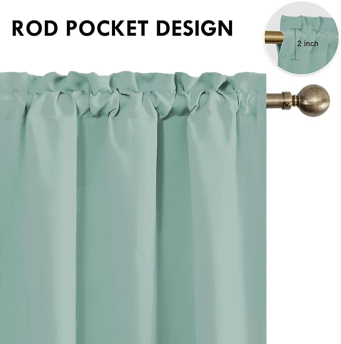 DWCN Blackout Curtains for Bedroom 38 x 63 Inch Long Sage Green 2 Panels | Room Darkening, Thermal Insulated, Light Blocking, Rod Pocket Drapes, Noise Reducing Window Treatments