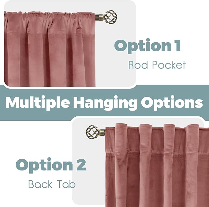 BGment Dusty Rose Pink Velvet Curtains 84 inches 2 Panels for Living Room | Luxury, Thermal Insulated, Noise Reduce, Super Soft, Elegant Window Curtains for Bedroom, Back Tab Rod Pocket, 38 x 84 Inch