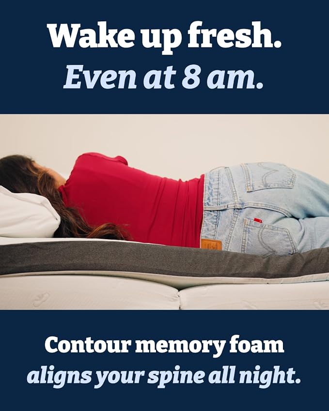 Memory Foam Mattress Topper & Cooling Cover - Dorm Room Essentials - 3 Inch | Plush, Thick & Comfy, Pain & Pressure Relief, Twin XL Size Mattress Pad w/ Straps & Removable Washable Cover, Oeko-Tex
