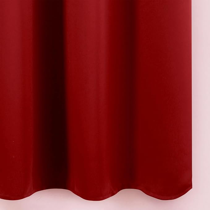 Blackout Curtains 66 x 72 Inch Long Red Curtains Set of 2 Panels Room Darkening Curtains for Bedroom and Living Room