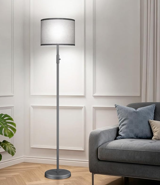 Floor Lamp Simple Design with Shade, Small Tall Lamps for Living Room Bedroom Office Dining Room Kitchen-Grey