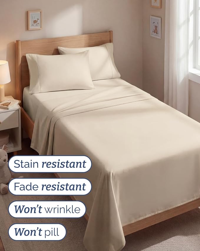 Twin 4 Piece Bed Sheet Set - Comfy, Breathable & Cooling Sheets - Wheat | Ultra Soft Hotel Luxury Bedding Set with 8-16 Inch Deep Pockets, 1 Flat & 1 Fitted Sheet & 2 Pillowcases, Wrinkle & Fade Free