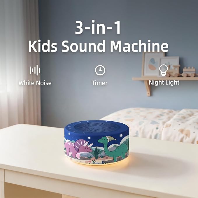 Kipcush White Noise Machine for Baby & Adults, Sleep Sound Machine with 30 Soothing Sounds, 8-Color Night Light, Memory Function, White Noise for Sleeping, Nursery, Office, Travel, Relaxation