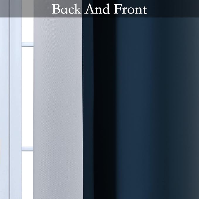 SimpleHome Ombre Navy Blue to Grey White Curtains for Living Room 52Wx84L | Room Darkening Curtains for Bedroom,Gradient Light Blocking Curtain,Thermal Insulated Grommet Window Drapes,2 Panels,84 Inch
