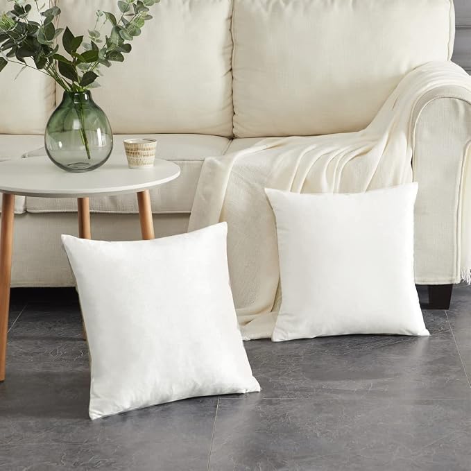 GIGIZAZA Decorative Couch Throw Pillow Covers,Set of 2 Rice Ivory White Square Pillow Cushion Covers 22x22,Pillow Cases Velvet Pillow Covers