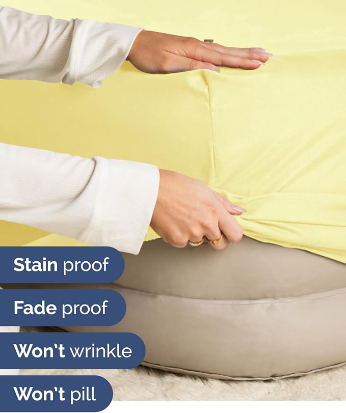 2 Pack Extra Deep Full Fitted Sheets with Extra Deep Pockets - Yellow | Hotel Luxury Bottom Fitted Sheets Only, Soft, Fade & Wrinkle Free, Breathable & Comfy, All Around Elastic Fitted Sheets