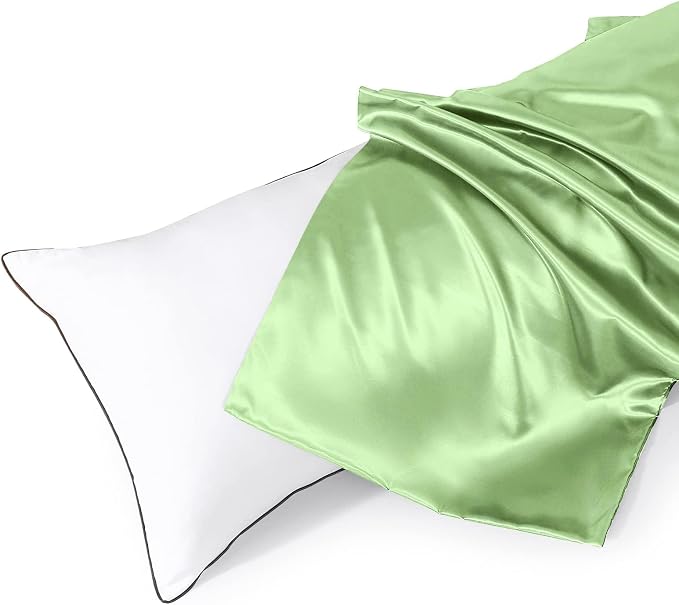 Body Pillow with Satin Pillowcase, Body Pillow for Adults, Removable Cover, Green (20"x54") | 20"x54", Removable Cover, OEKO-TEX Certified Down Alternative Filling,Washing Machine