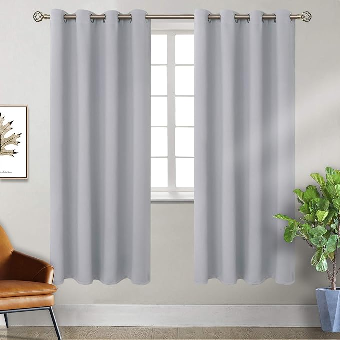 BGment Light Grey Room Darkening Curtains 69 Inch for Bedroom - 2 Panels | Grommet Top, Light-Blocking, Sunblock, Thermal Insulated, Window Drapes for Kids Boys Room, 55x69 Inch