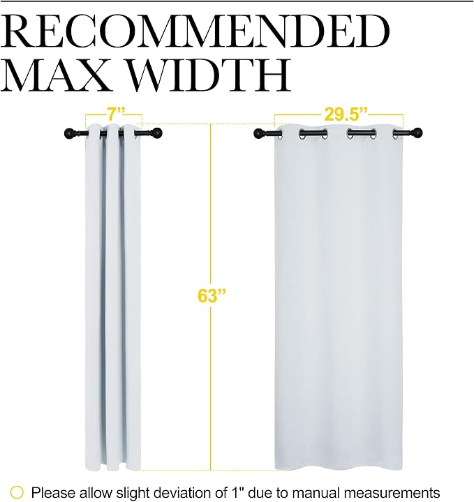 NICETOWN Greyish White Blackout Curtains for Bedroom 34" w x 63" L 2 Panels | Window Treatment Thermal Insulated Grommet Draperies Panels Drapes, Light Blocking Noise Reducing Room Darkening Decor