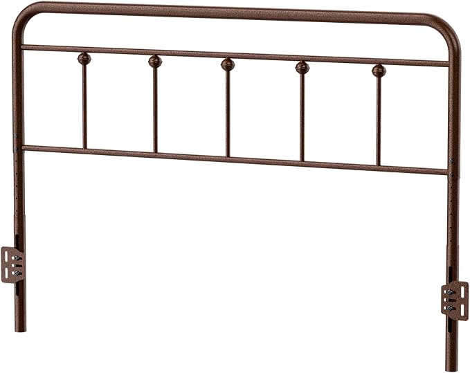 Victorian Metal Queen Size Headboard, Adjustable Height, Brown | Sturdy Steel Queen Head Board Only for Bedroom, Bed Frame Brackets Adapter, Farmhouse Vintage Style, Easy Assembly