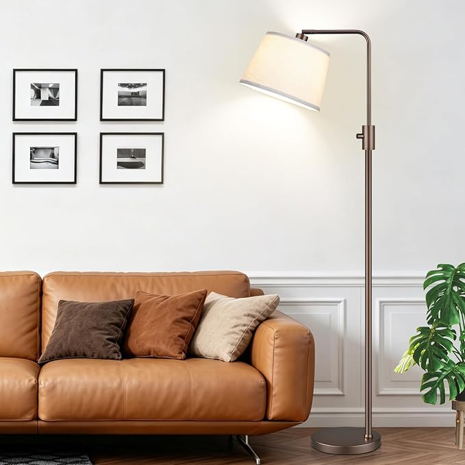 Nintiue [Upgraded] Dimmable Floor Lamp, 1000 Lumens LED Edison Bulb Included, Modern Arc Standing Tall Brown Floor Lamp for Living Room Bedroom Office Dining Room