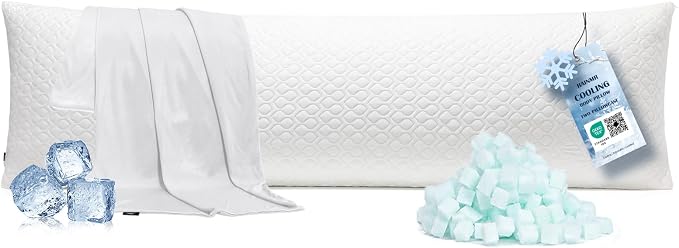 Extra Long Body Pillow Memory Foam 160x50cm – Body Pillows for Anime Pillowcase – with Cooling Cover 20 x 63 inches