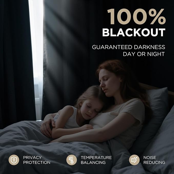 Joydeco 100% Blackout Curtains Velvet Black Out Curtain 84 Inch Drapes | for Bedroom Living Room, Heat and Light Blocking, Thermal Insulated Luxury Heavy Duty Curtain 2 Panels Back Tab&Rod Pocket