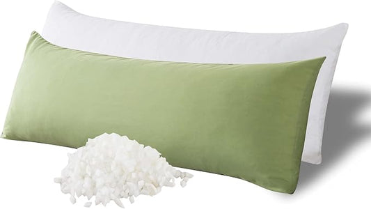 WhatsBedding Memory Foam Body Pillow with Cover, Long Bed Pillow for Adults | Breathable Zippered Cotton Cover,Long Pillow for Sleeping, Firm Pillow Fluffy Supportive for Side Sleepers